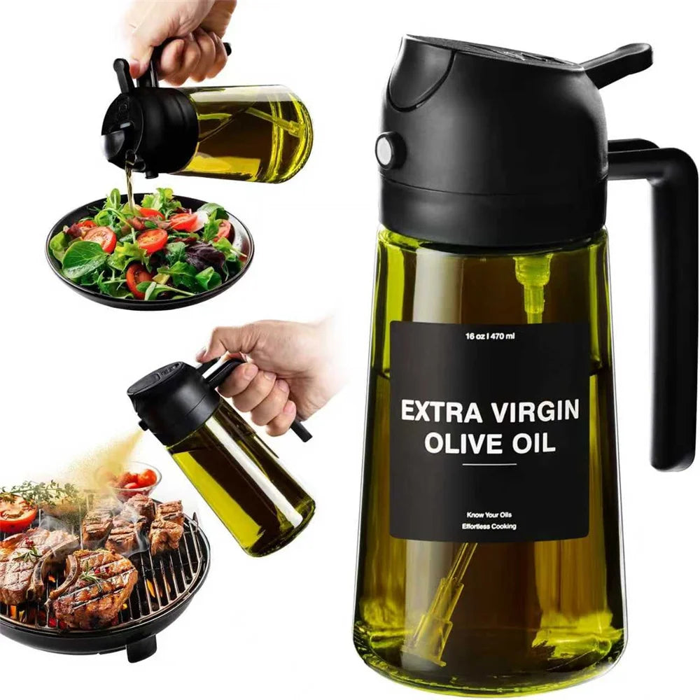 2-in-1 Glass Oil Sprayer & Dispenser Bottle – 470ml