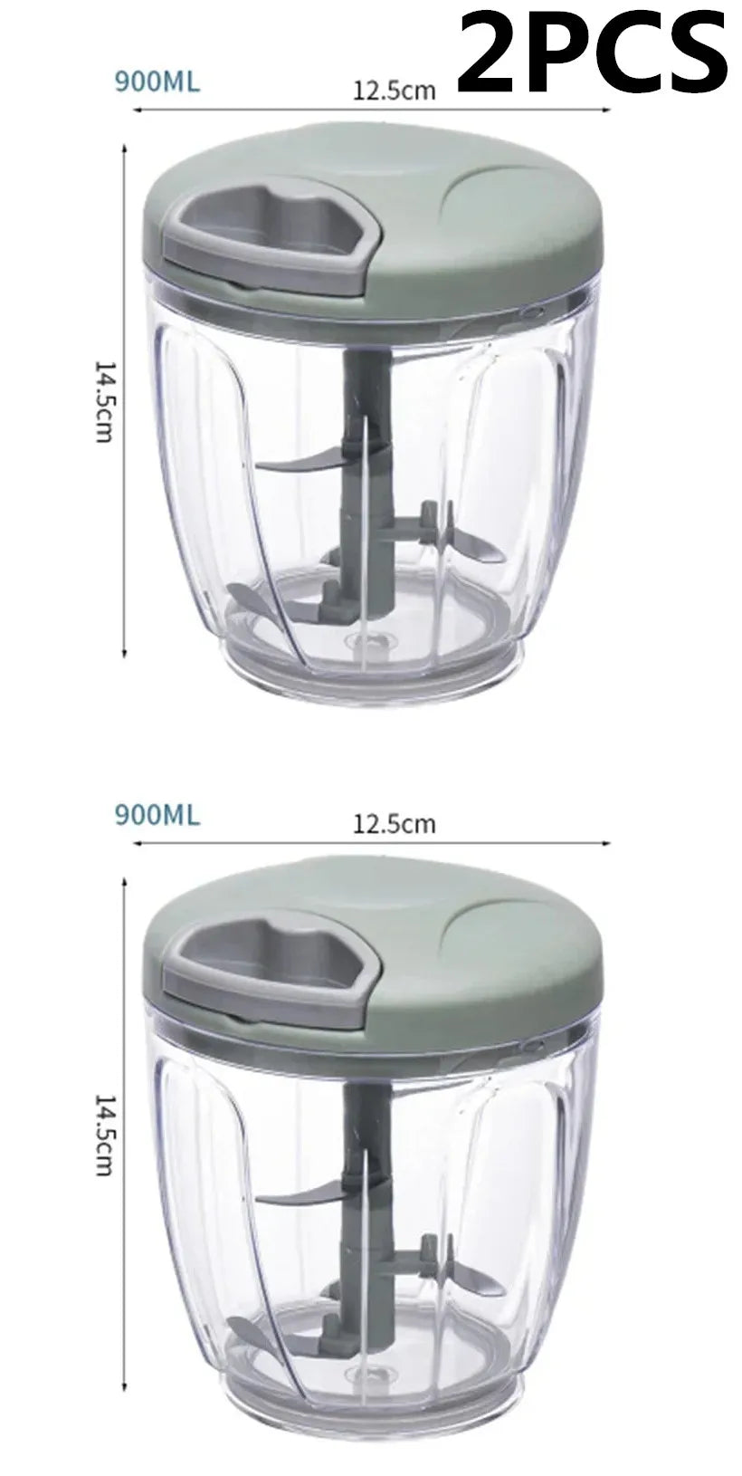 Manual Food Chopper with Stainless Steel Blades – 500ml / 900ml