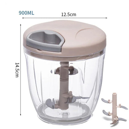 Manual Food Chopper with Stainless Steel Blades – 500ml / 900ml