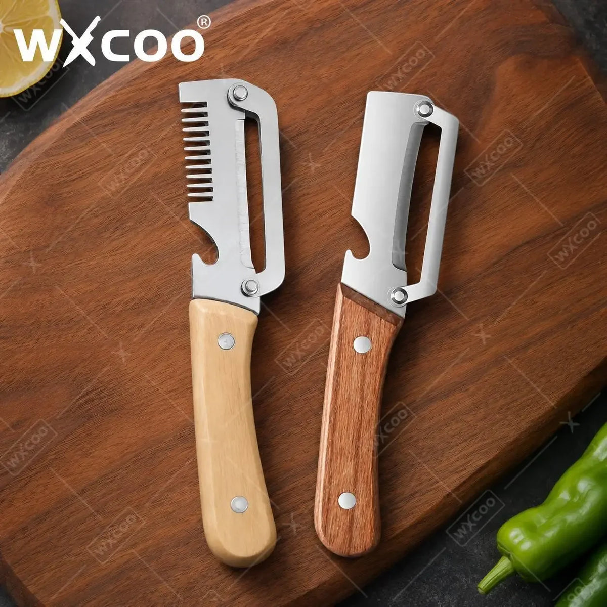 Stainless Steel Vegetable Peeler with Wooden Handle