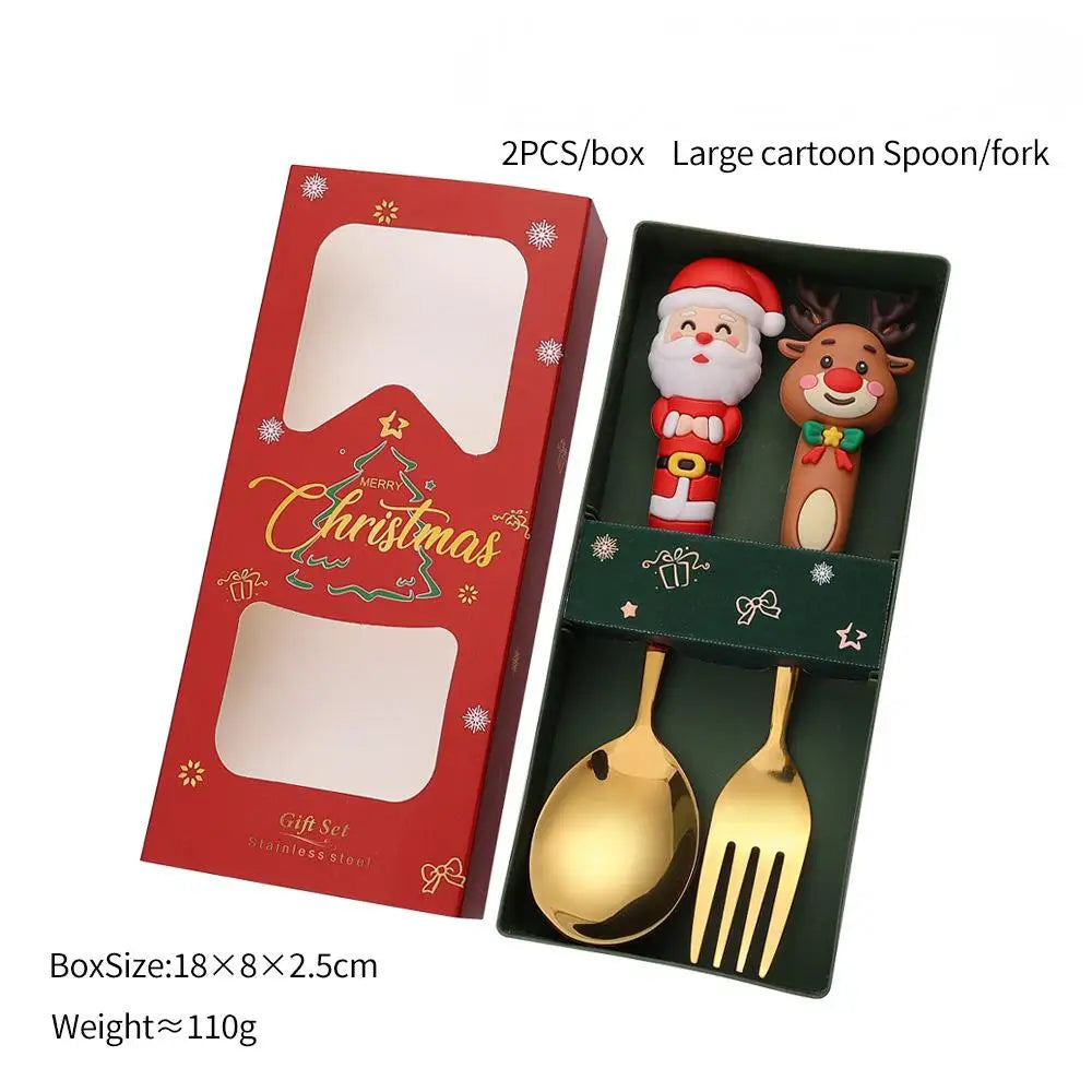 Christmas Stainless Steel Spoon & Fork Set – Santa Design