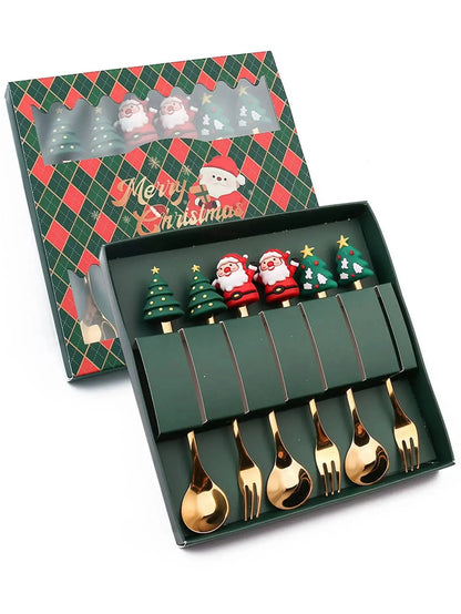 Christmas Stainless Steel Spoon & Fork Set – Santa Design