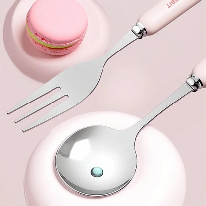 Portable Stainless Steel Cutlery Set with Cartoon Case – 3/4 Pieces