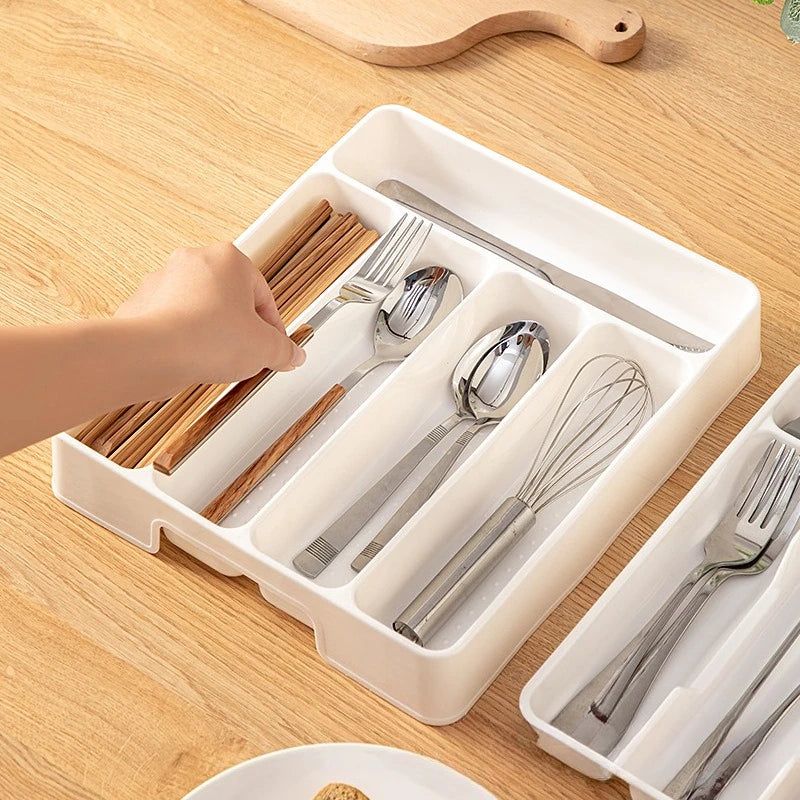Adjustable Kitchen Drawer Organizer Tray – Utensil Storage