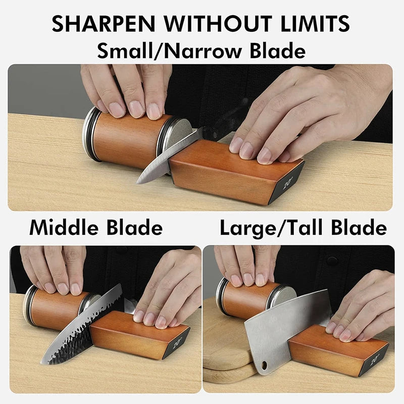Rolling Knife Sharpener Kit with 15°/20° Magnetic Angle Guide