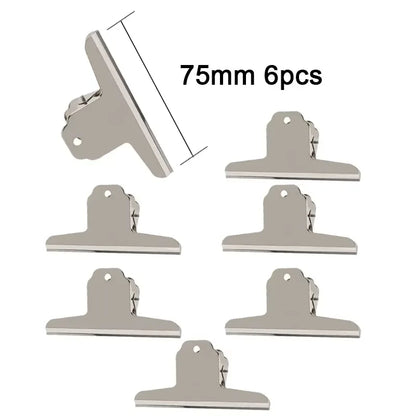 6-Piece Stainless Steel Bulldog Clips – Food Bag & Office Clips