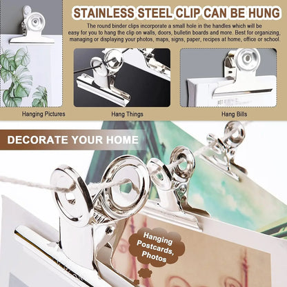 6-Piece Stainless Steel Bulldog Clips – Food Bag & Office Clips