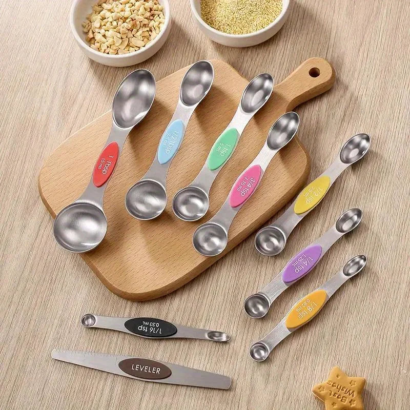 9-Piece Double-Ended Measuring Spoon Set with Magnetic Design