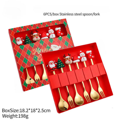 Christmas Stainless Steel Spoon & Fork Set – Santa Design