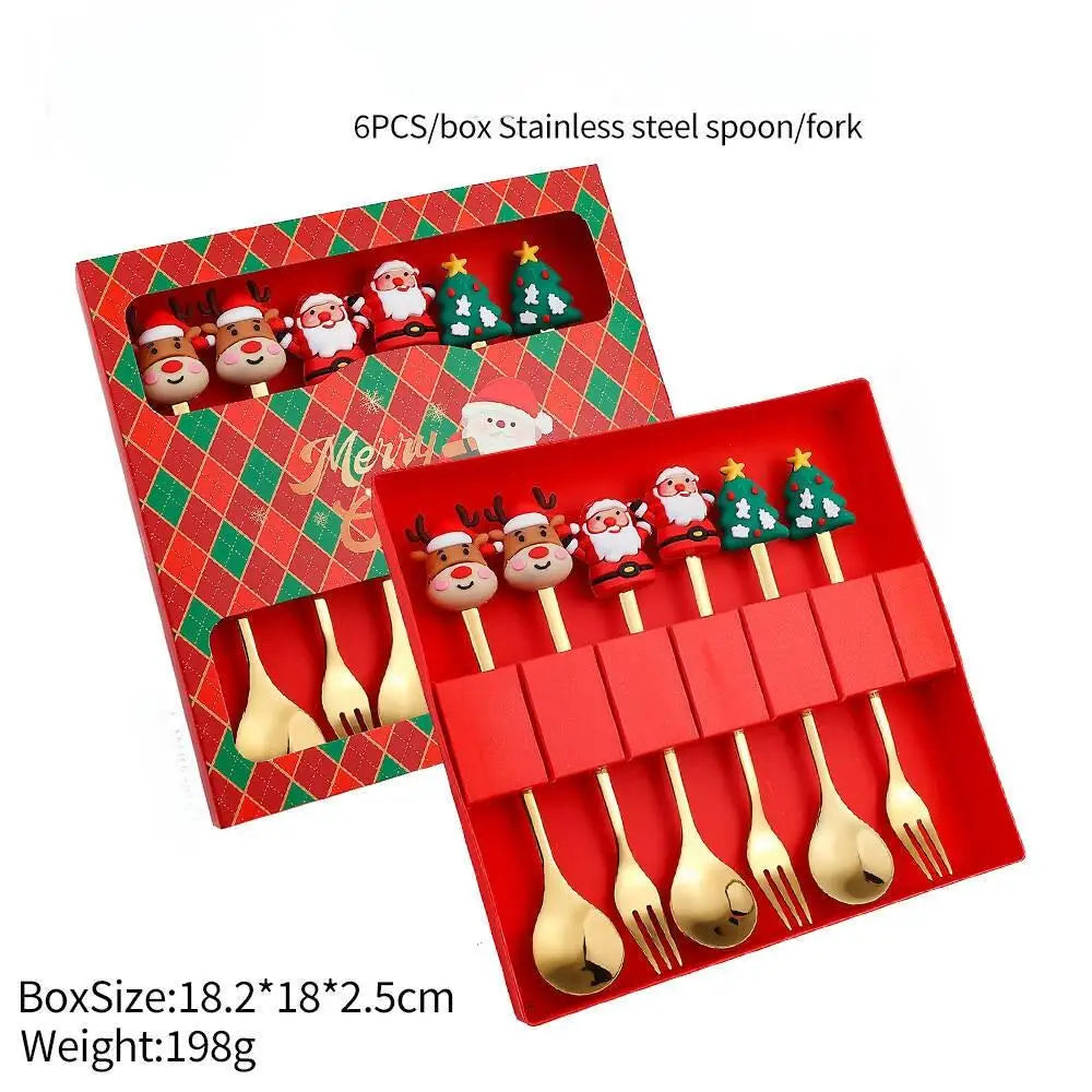 Christmas Stainless Steel Spoon & Fork Set – Santa Design