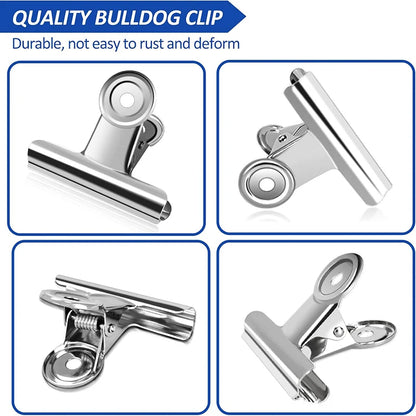 6-Piece Stainless Steel Bulldog Clips – Food Bag & Office Clips