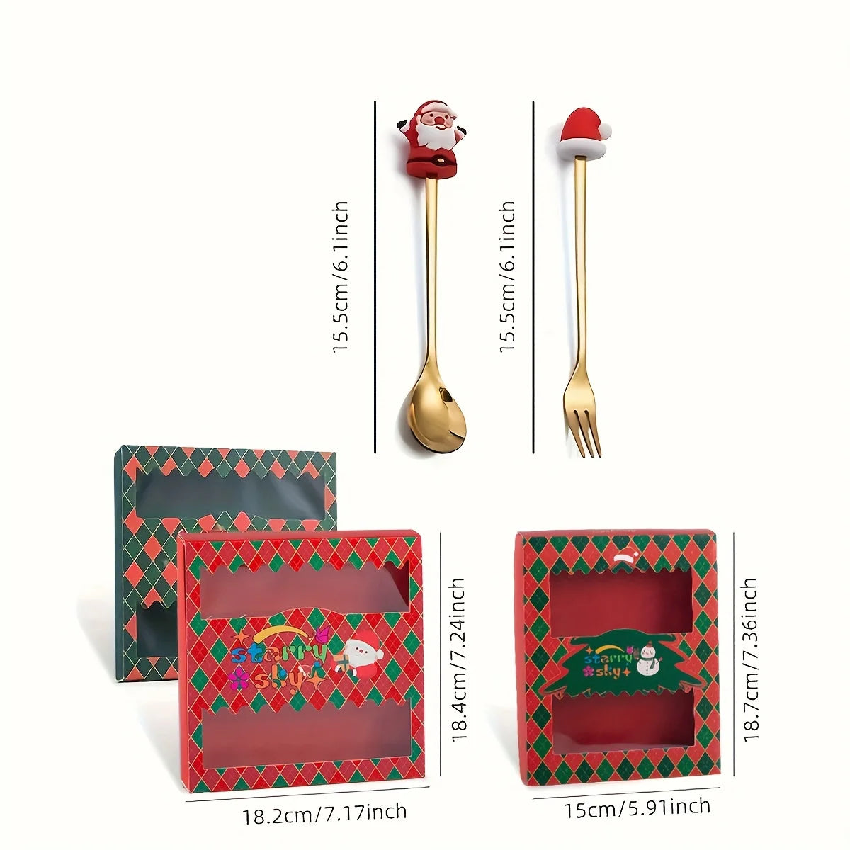 Christmas Stainless Steel Spoon & Fork Set – Santa Design