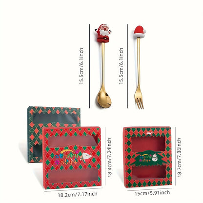 Christmas Stainless Steel Spoon & Fork Set – Santa Design
