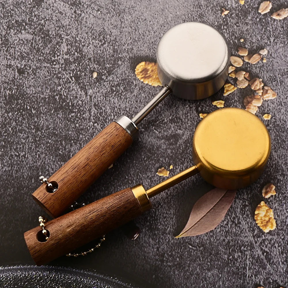 Gold Stainless Steel Measuring Spoon Set with Wooden Handles – 4 Pieces