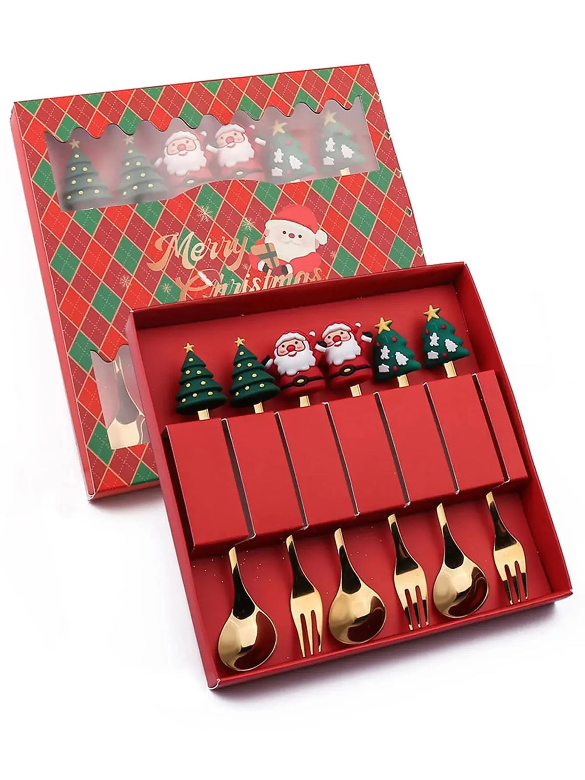 Christmas Stainless Steel Spoon & Fork Set – Santa Design