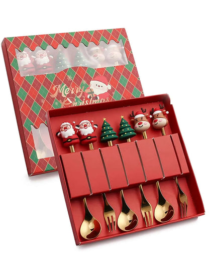 Christmas Stainless Steel Spoon & Fork Set – Santa Design