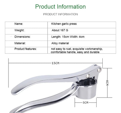 Stainless Steel Garlic Press & Ginger Masher
