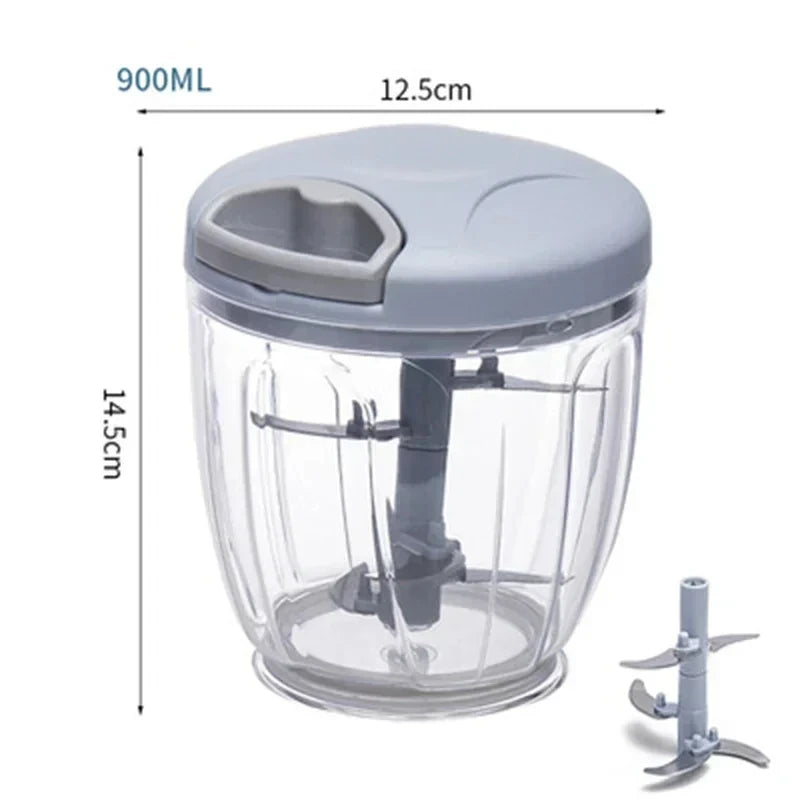 Manual Food Chopper with Stainless Steel Blades – 500ml / 900ml