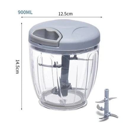 Manual Food Chopper with Stainless Steel Blades – 500ml / 900ml