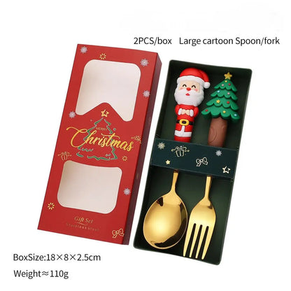 Christmas Stainless Steel Spoon & Fork Set – Santa Design