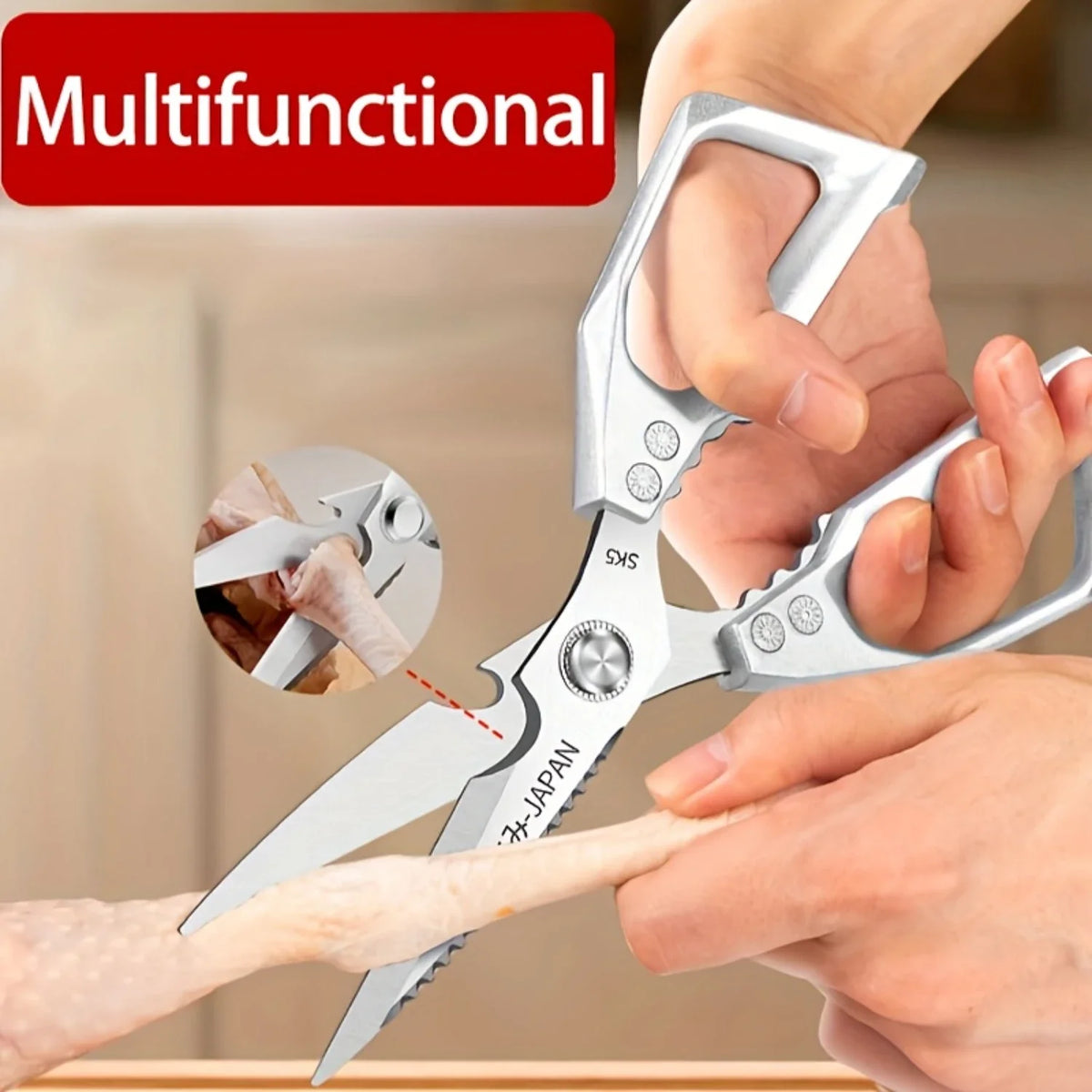 Stainless Steel Kitchen Shears – Multipurpose Food Cutting Scissors