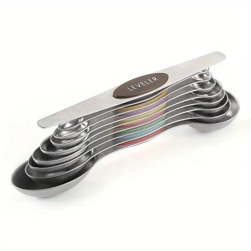 9-Piece Double-Ended Measuring Spoon Set with Magnetic Design