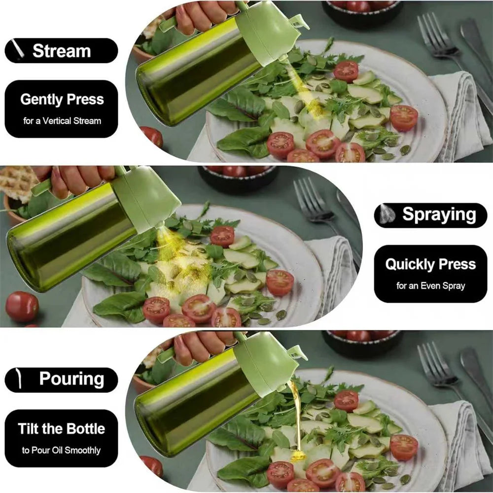 2-in-1 Glass Oil Sprayer & Dispenser Bottle – 470ml