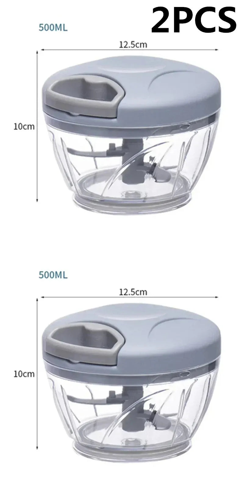 Manual Food Chopper with Stainless Steel Blades – 500ml / 900ml